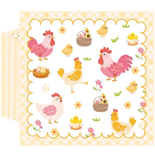 50Pcs Chicken Party Napkins Decorations (Yellow)