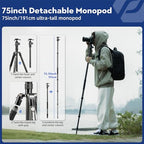 73" 185cm Carbon Fiber Travel Tripod for Camera (Black / 73" Plus (Carbon Fiber))