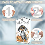Halloween Funny Dachshund Dog and Pumpkin Set of 2 Luggage Tags for Suitcases Leather Suitcase Tags with Privacy Name Address Label and Stainless Steel Loop for Women Men Travel Luggage Accessories (Halloween Funny Dachshund Dog and Pumpkin)