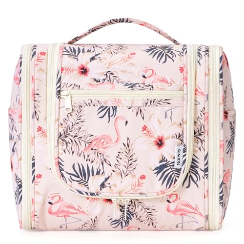 Large Hanging Travel Toiletry Bag for Women (B-Beige Bird / Large)