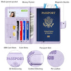 Passport Holder for Travel Essentials (B-Black + Light Purple / Upgraded)