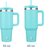 30 oz Tumbler with Handle and 2 Straws, 2 in 1 Lid Insulated Water Bottle - Image 3