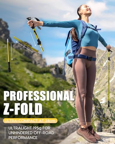 Hiking Poles 7075 Aluminum Tri (Yellow (43.31''-51.18''))