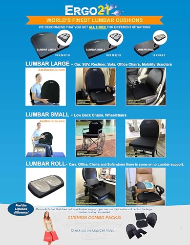 Neck & Back Support Lumbar Roll Made of Liquid Filled Membranes (Lumbar Roll - 16" x 10" x 2")