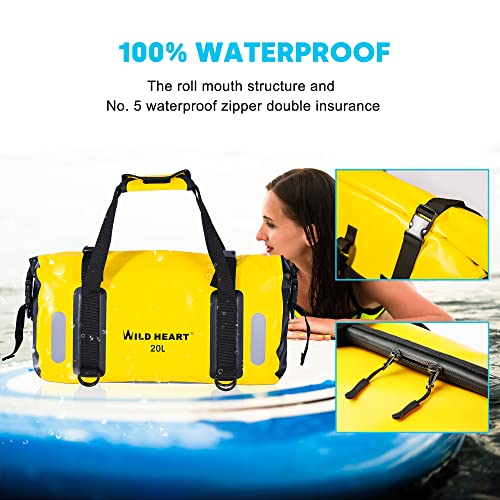 Waterproof Bag Duffel Bag 20L 30L 40L with Welded Seams Shoulder Straps (Yellow / 30L)