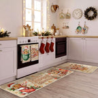 10 Pcs Christmas Gingerbread Man Kitchen Decor and Accessories Set Kitchen Towels Pot Holders Oven Mitts and Rugs for Baking Cooking BBQ Mom Housewarming Gifts (Light Brown / Christmas Gingerbread Man)