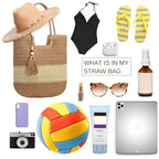 Straw Beach Bags for Women Summer Tote Bag Boho Shoulder Purse (A Khaki)