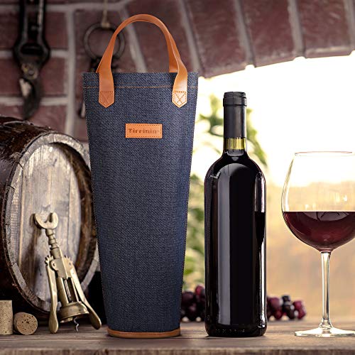 Single Wine Cooler Bag Tote (Dark Blue)