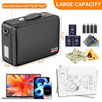 Fireproof Document Box Hard Case with Lock＆Accordion File Folder (15.2" x 11.2" x 5.3" / Black)