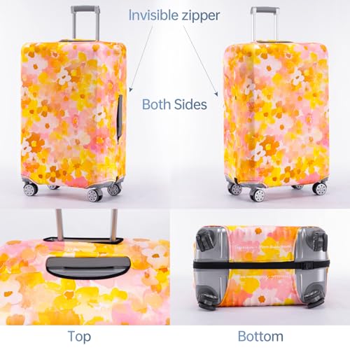 Travelkin Luggage Covers For Suitcase Tsa Approved Suitcase Cover Protector (Orange Floral / XL)