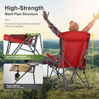 Oversized Camping Chairs High Back Heavy Duty Lawn Chair 500LBS (Red / Single Pack)