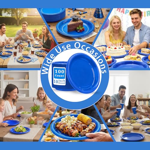 100 Pcs 10 Inch Blue Plates (Blue / 100 Pcs)