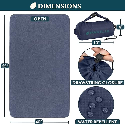 Travel Blanket Airplane Compact with Bag Lightweight (Navy Blue / 65 x 40 inches)