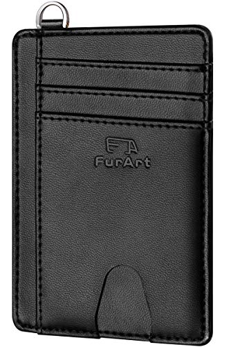 Slim Minimalist Wallet RFID Credit Card Holder for Men (small / Fine Cowhide Black)