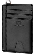Slim Minimalist Wallet RFID Credit Card Holder for Men (small / Fine Cowhide Black)