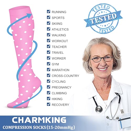 Compression Socks for Women & Men Circulation (Large-X-Large / 35 Purple/Pink/Pink)