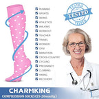 Compression Socks for Women & Men Circulation (Large-X-Large / 35 Purple/Pink/Pink)
