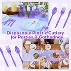 90 Pieces Purple Plastic Cutlery Set (Purple)