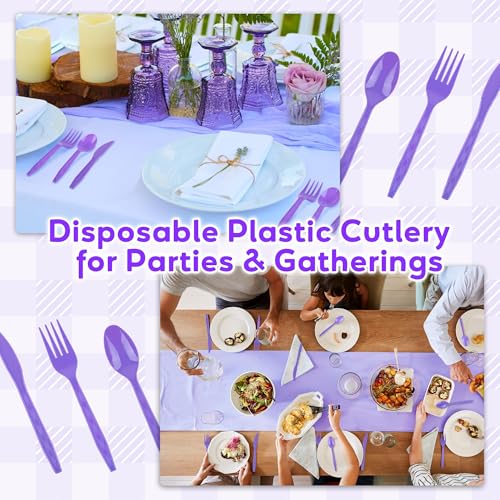 90 Pieces Purple Plastic Cutlery Set (Purple)