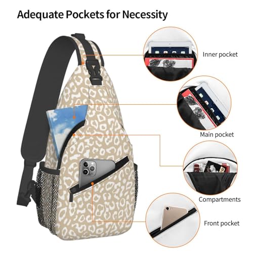 Sling Bag Leopard Pattern Hiking Daypack Crossbody Shoulder Backpack Travel Chest Pack for Men Women (B0166)