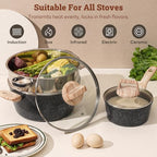 Pots and Pans Set Non Stick (Black / 17 Pieces)