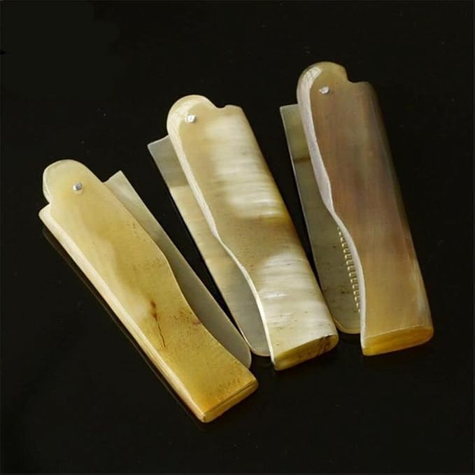 2Pcs Brown Yak Horn Comb Foldable Yak Horn Comb Pockets Clip Moustache Beard Styling Tool Portable Hairdressing Hair Hair Care Tools, Hair Brushes, Styling Tools and Appliances