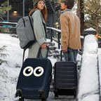 Navy Blue Cartoon Eyes Luggage Cover (#3 / M(fits 24-26Inch suitcase))