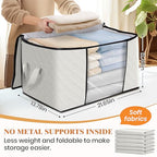 8 Pack Storage Bags for Clothes Blanket Storage Bins with Lids (8 Pack-60l / Ivory)