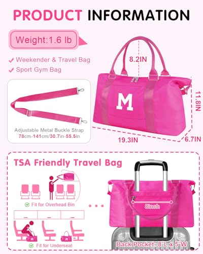 Dance Gym Duffel Bag Gifts for Girls Teen (Hot Pink / M)