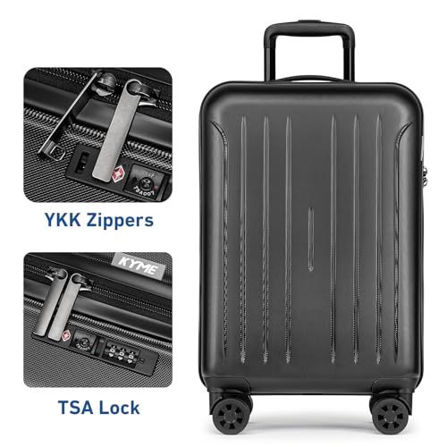 Carry on luggage 22x14x9 Airline Approved Hardshell Suitcase (Black / 20" Carry On)