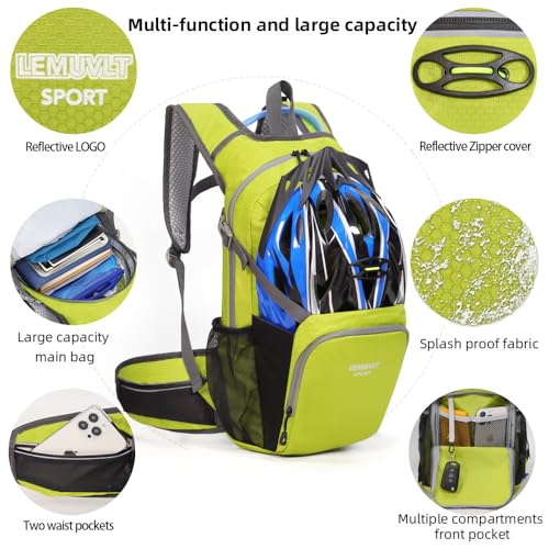 Small Hiking Daypack 15L for Running Cycling (Lime)