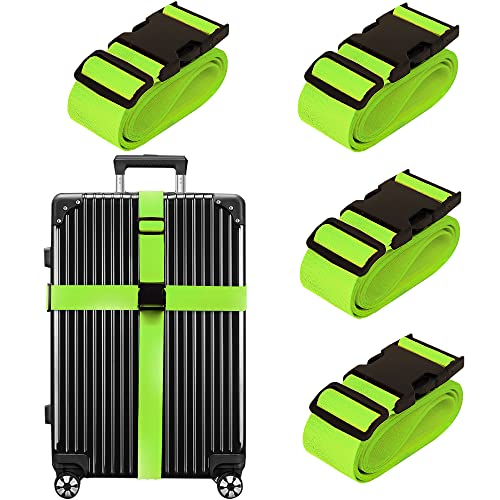 Luggage Straps for Suitcases TSA Approved Travel Essentials 8 Pack (Green)