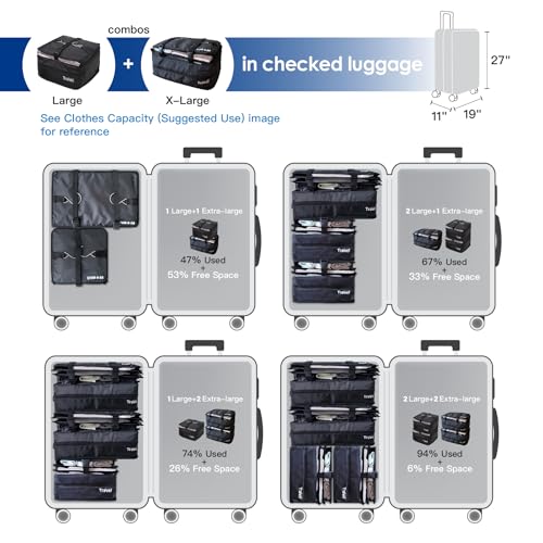 Stow-N-Go Hanging Travel Shelves, Packing Organizer for Luggage. Carry on Closet for Suitcase. Expandable Packing Cube. Travel Essentials. (Black - L, L = (L) 11.8" x (W) 11.8") (Black / L = (L) 11.8" x (W) 11.8")