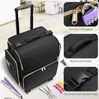 Hairstylist Traveling Case with 4 Clear Travel Makeup Bags Set (Black-with 4 Clear Bags / XL)