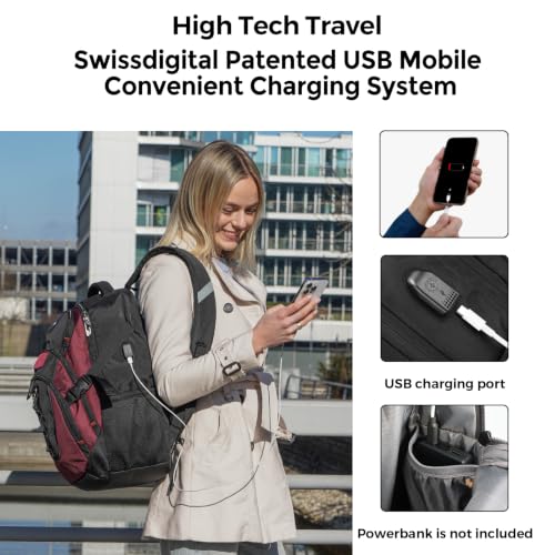 Design Laptop Backpack for Men with USB Charging Port SD803 (Angola Red/Black / Standard)