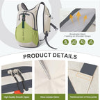 10L Hiking Backpack for Men Women Lightweight Foldable Small Daypack for Travel Camping Outdoor (Beige and Green / 10l)
