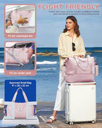 Travel Tote Bags For Women (A113-Pink-Expandable / X-large)