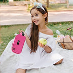 Small Cooler Bag Freezable Lunch Bag for Work School Travel (Red-Magenta)