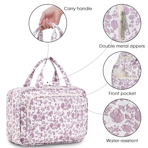 Travel Toiletry Bag for Women (Y-Little Dusty Pink Flower / Large)