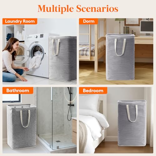 75L Large Collapsible Laundry Basket with Extended Handles (Black / 75L)