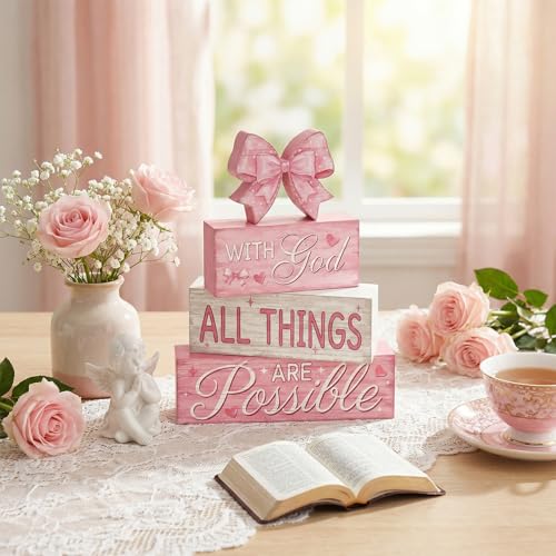Tiered Tray Decor Set (Pink Bow)