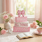 Tiered Tray Decor Set (Pink Bow)