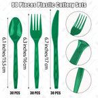 90 Pieces Dark Green Plastic Cutlery Set (Dark Green)