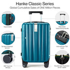 24 Inch Expandable Medium Checked Luggage with 8 Spinner Wheels (24 Inch EXT / Caribbean Blue)