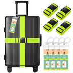8 Pack Luggage Straps and Cruise Tags Set (Green & Narrow)