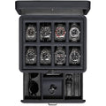 8 Slot Leather Watch Box with Valet Drawer (8 Slot - Carbon)
