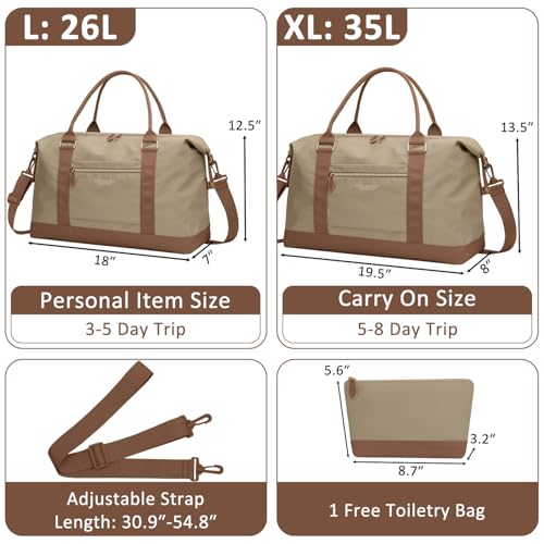 Women Travel Duffle Bags (Khaki / Large)