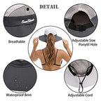 Womens Summer Sun Hat Beach Hat Wide Brim Outdoor UV Protection Hat Foldable Cool Mesh Ponytail Bucket Hat (6-7 / Light Grey-grey)