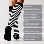 Cotton Compression Socks for Women&Men 20 (2 Pairs-polkadots&striped / Small-Medium)