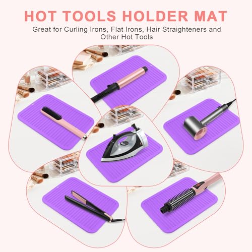 Silicone Heat Resistant Mat for Hair Tools (Purple / Oversize)
